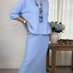 Versatile Knit Sweater and Midi Skirt Set