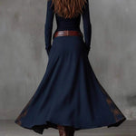 Vintage Plaid Patchwork Suede Maxi Dress
