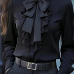 Nadorine Fashion Contrast Ruffled Bow Tie Blouse for Women Cute Summer Casual 2026 | Under $40