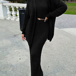 Luxury Elegant Ribbed Knit Dress and Cardigan Set