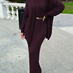 Luxury Elegant Ribbed Knit Dress and Cardigan Set