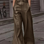 Retro 1950S PU Wide Leg Pants