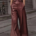 Retro 1950S PU Wide Leg Pants