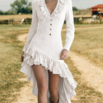 Western Style Ruffle Trim Denim Dress