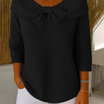 Nadorine Cute Bow Tie Collar Knit Top
