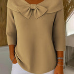 Nadorine Cute Bow Tie Collar Knit Top