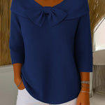 Nadorine Cute Bow Tie Collar Knit Top