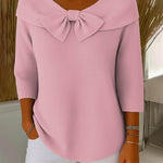 Nadorine Cute Bow Tie Collar Knit Top