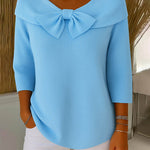 Nadorine Cute Bow Tie Collar Knit Top
