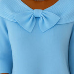 Nadorine Cute Bow Tie Collar Knit Top