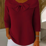 Nadorine Cute Bow Tie Collar Knit Top