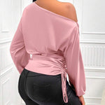Nadorine Elegant Satin Drawstring Off The Shoulder Blouse for Women Elegant Office Work Dressy 2026 | Under $40