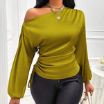 Nadorine Elegant Satin Drawstring Off The Shoulder Blouse for Women Elegant Office Work Dressy 2026 | Under $40
