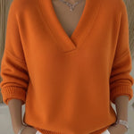 Nadorine Classic Solid Loose Fit V-neck Sweater