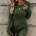 Nadorine Women's Casual Cinched Waist Cable Knit Sweater Dress