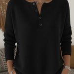 Nadorine Casual Loose Fit Knit Henley Sweater
