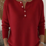 Nadorine Casual Loose Fit Knit Henley Sweater