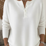Nadorine Casual Loose Fit Knit Henley Sweater