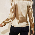 Nadorine Luxe Surplice Neck Satin Blouse for Women Elegant Office Work Dressy 2026 | Under $40