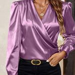 Nadorine Luxe Surplice Neck Satin Blouse for Women Elegant Office Work Dressy 2026 | Under $40