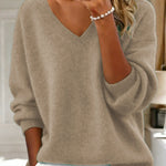 Nadorine Casual Loose Fit V-Neck Knit Sweater
