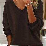 Nadorine Casual Loose Fit V-Neck Knit Sweater