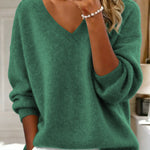 Nadorine Casual Loose Fit V-Neck Knit Sweater