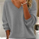 Nadorine Casual Loose Fit V-Neck Knit Sweater