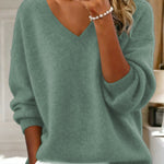 Nadorine Casual Loose Fit V-Neck Knit Sweater