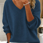 Nadorine Casual Loose Fit V-Neck Knit Sweater