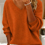 Nadorine Casual Loose Fit V-Neck Knit Sweater