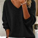 Nadorine Casual Loose Fit V-Neck Knit Sweater