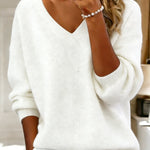 Nadorine Casual Loose Fit V-Neck Knit Sweater