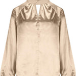 Nadorine Elegant Satin Stand Collar Lantern Sleeve Blouse for Women Elegant Office Work Dressy 2026 | Under $40