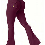 Nadorine Cargo Style High Waist Flare Leggings