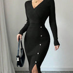 Nadorine Women's Cozy Comfort Knit Bodycon Midi Dress