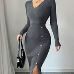 Nadorine Women's Cozy Comfort Knit Bodycon Midi Dress