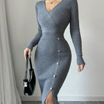 Nadorine Women's Cozy Comfort Knit Bodycon Midi Dress