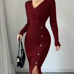 Nadorine Women's Cozy Comfort Knit Bodycon Midi Dress