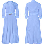 Elegant Plus Size V-Neck Pleated Maxi Dress