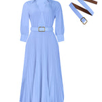 Elegant Plus Size V-Neck Pleated Maxi Dress