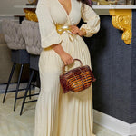 Stylish Lightweight Tie Waist Pleated Jumpsuit