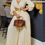 Stylish Lightweight Tie Waist Pleated Jumpsuit