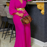 Stylish Lightweight Tie Waist Pleated Jumpsuit