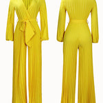 Stylish Lightweight Tie Waist Pleated Jumpsuit