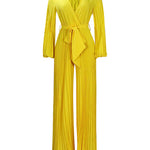 Stylish Lightweight Tie Waist Pleated Jumpsuit