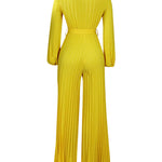 Stylish Lightweight Tie Waist Pleated Jumpsuit