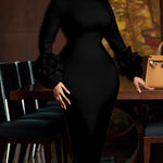 Fashion 3D Floral Sleeves Party Cocktail Dress