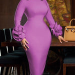 Fashion 3D Floral Sleeves Party Cocktail Dress