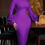 Fashion 3D Floral Sleeves Party Cocktail Dress